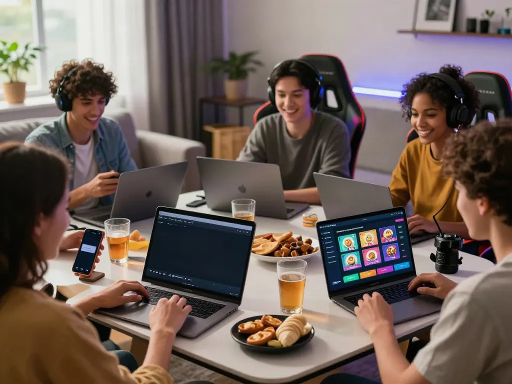 Teman-teman bersenang-senang di ruang tamu menggunakan platform lotere online di https://totobet.net/ dengan suasana hangat dan nyaman.