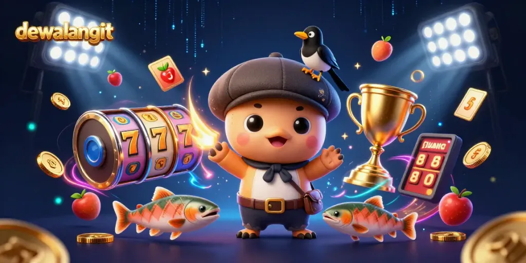 Menggandakan kemenangan dengan dewalangit, babi Nessie lucu bergaya kasino dan elemen jackpot yang menggoda.