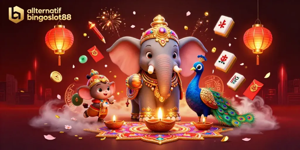 Gambarkan elemen-elemen menarik link alternatif bingoslot88 dalam ilustrasi yang penuh warna dan detail.