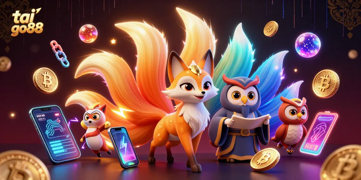 Spin the reels with tai go88 as a colorful nine-tailed fox lays out winning strategies in a vibrant casino scene.