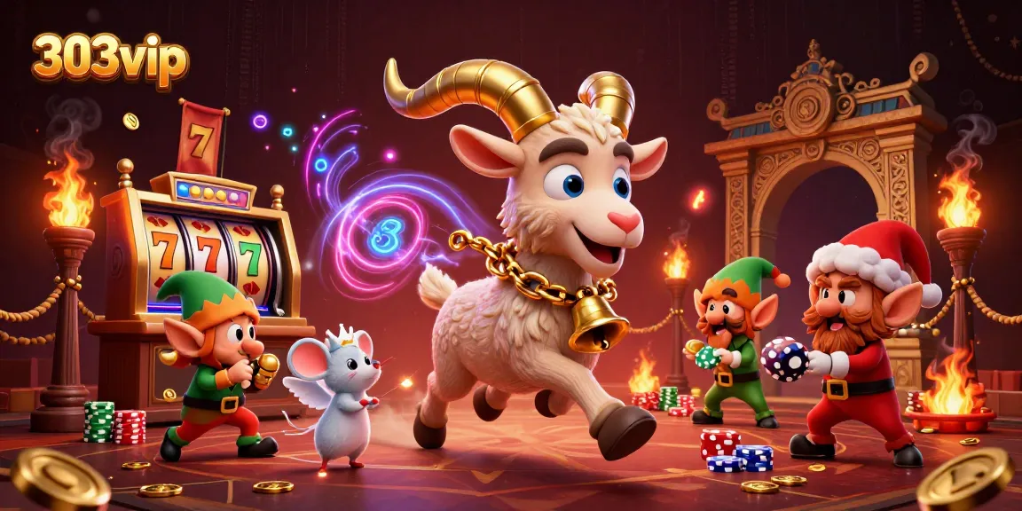Experience thrilling gameplay at 303vip with festive casino action featuring interactive characters and vibrant visuals.