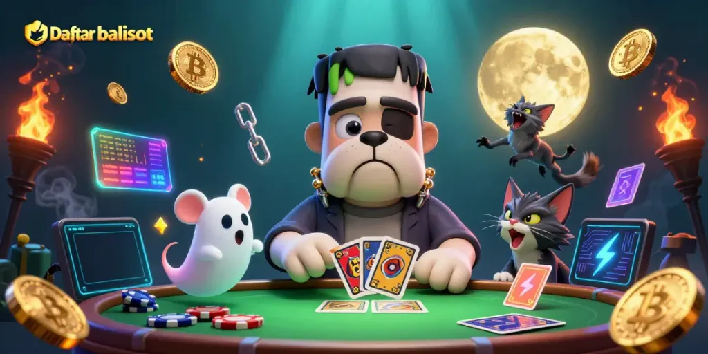 Engage with Daftar balisot in a thrilling haunted casino setting featuring a unique bullish monster.
