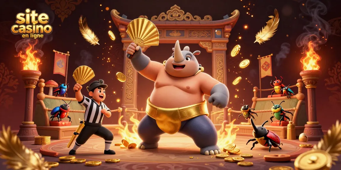 Plongez dans l'univers du site casino en ligne avec un combat épique entre un scarabée rhinocéros et un arbitre de cricket.
