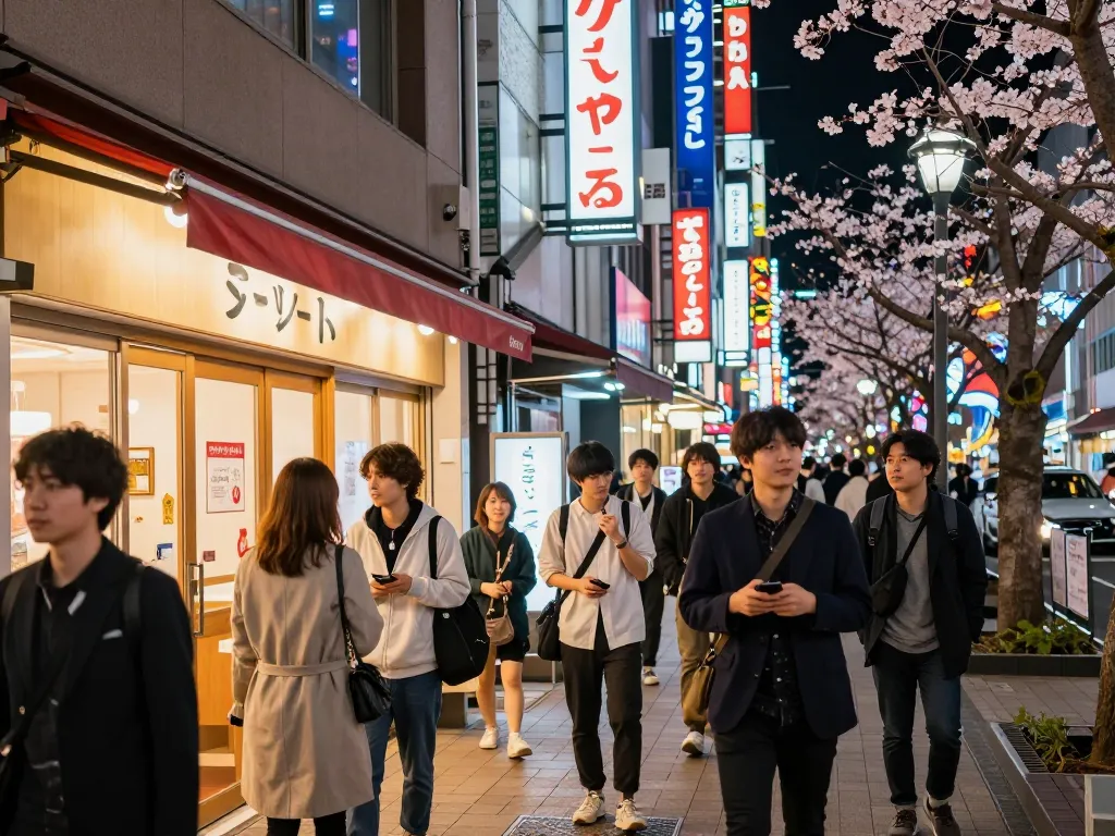ネオンの明かりに照らされた活気ある夜のすすきのソープおすすめの場所。