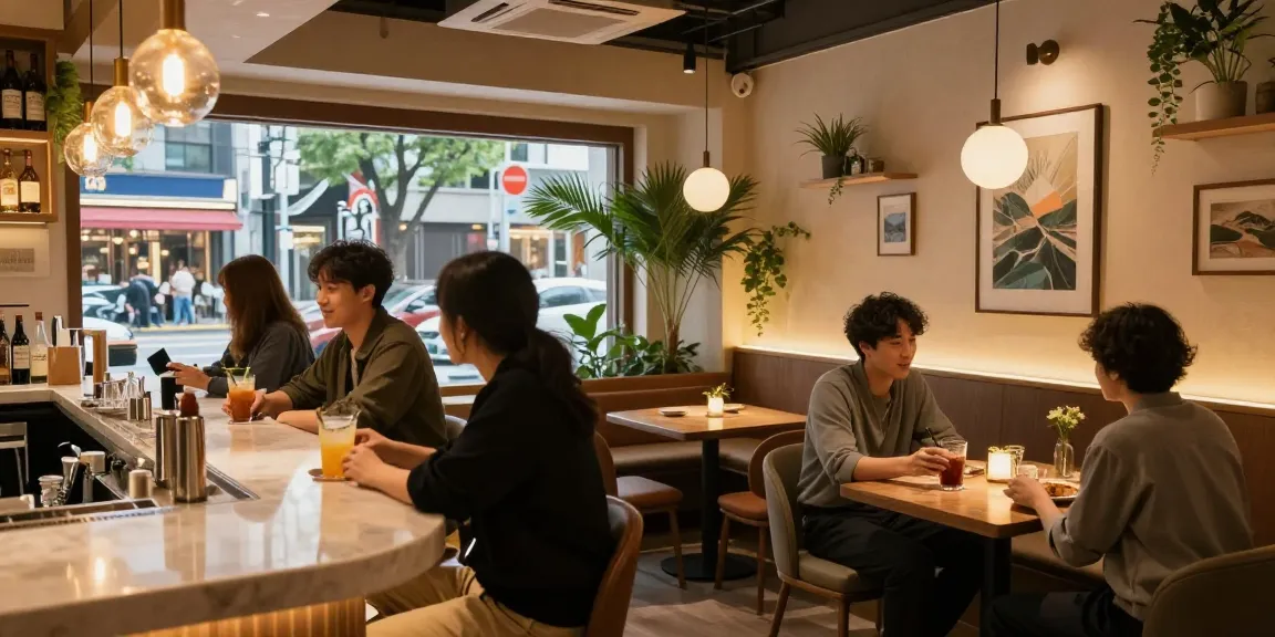 강남 멀리건에서 아늑한 분위기 속 친구들과 즐거운 시간을 보내는 모습