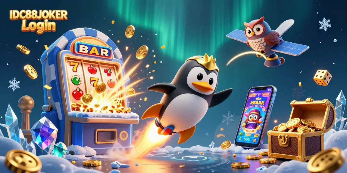 Play exciting games at IDC88JOKER Login with a golden penguin racing toward a jackpot casino!
