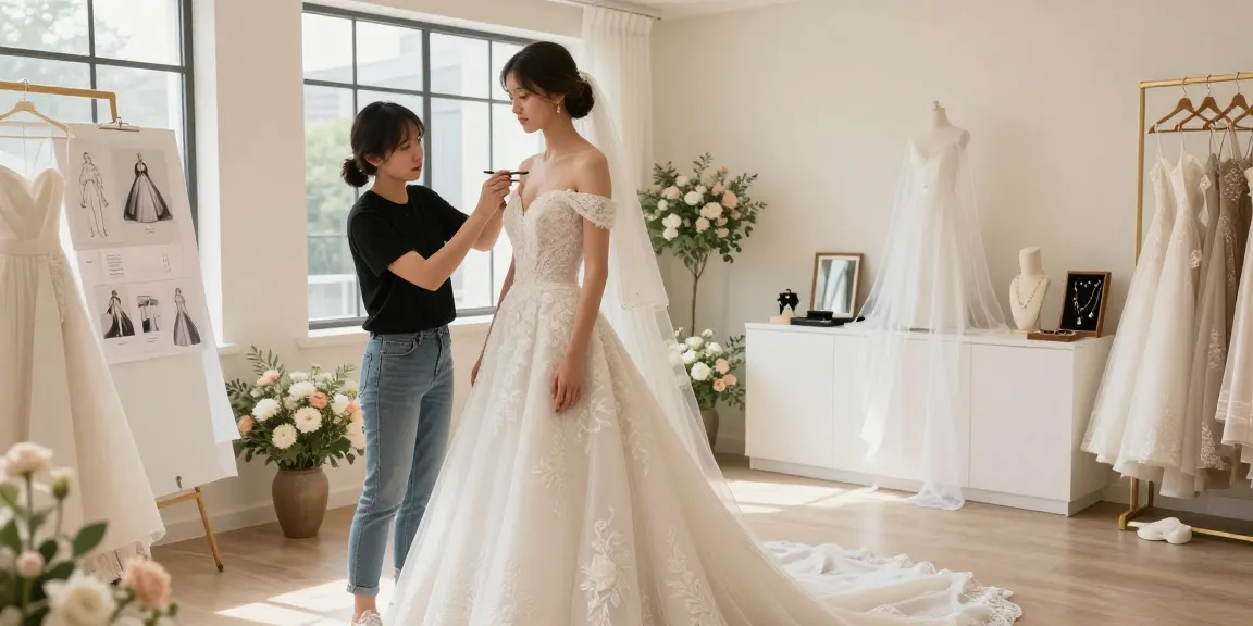 Consulenza di bridal styling con una stilista che aiuta la sposa a scegliere l'abito perfetto.