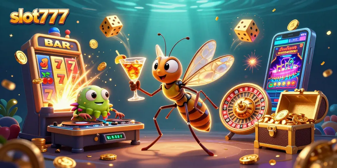 Experience the excitement of slot777 with vibrant colors and dynamic casino elements in a 3D scene.