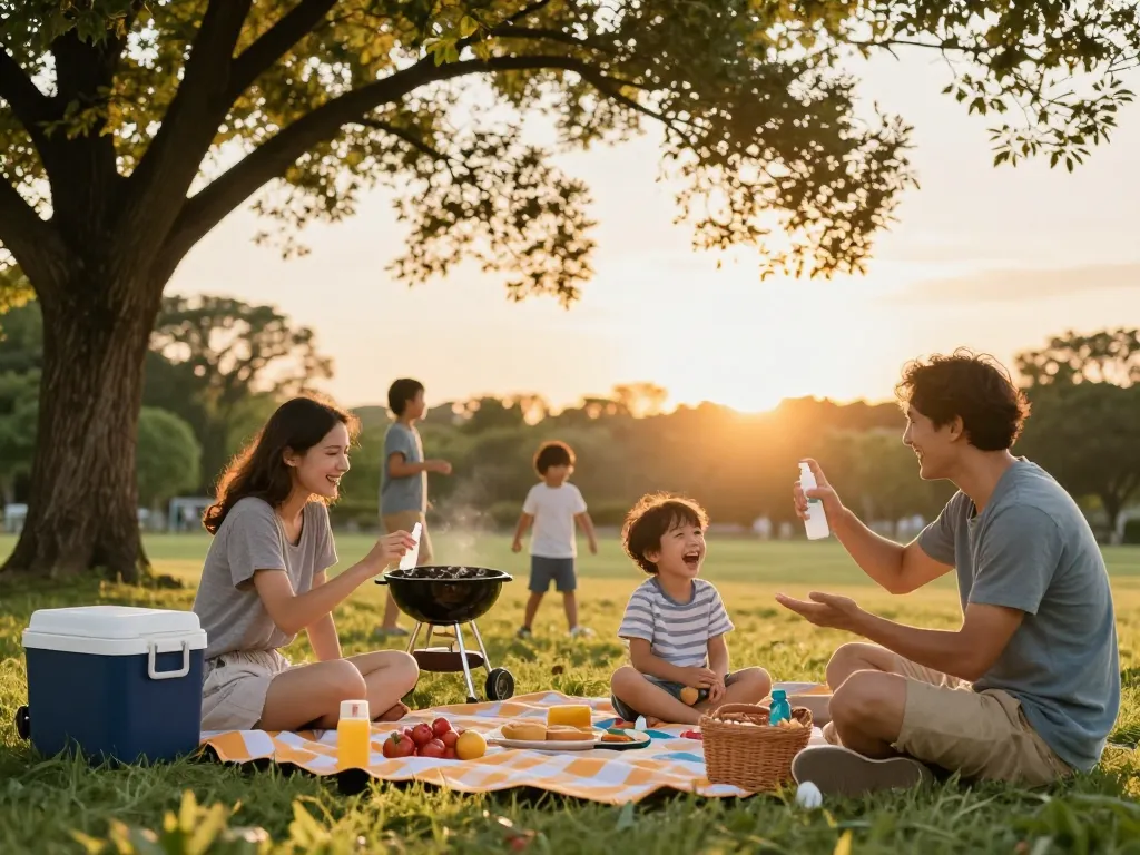 Best Mosquito Repellent enhances outdoor family picnic while preventing bug bites.