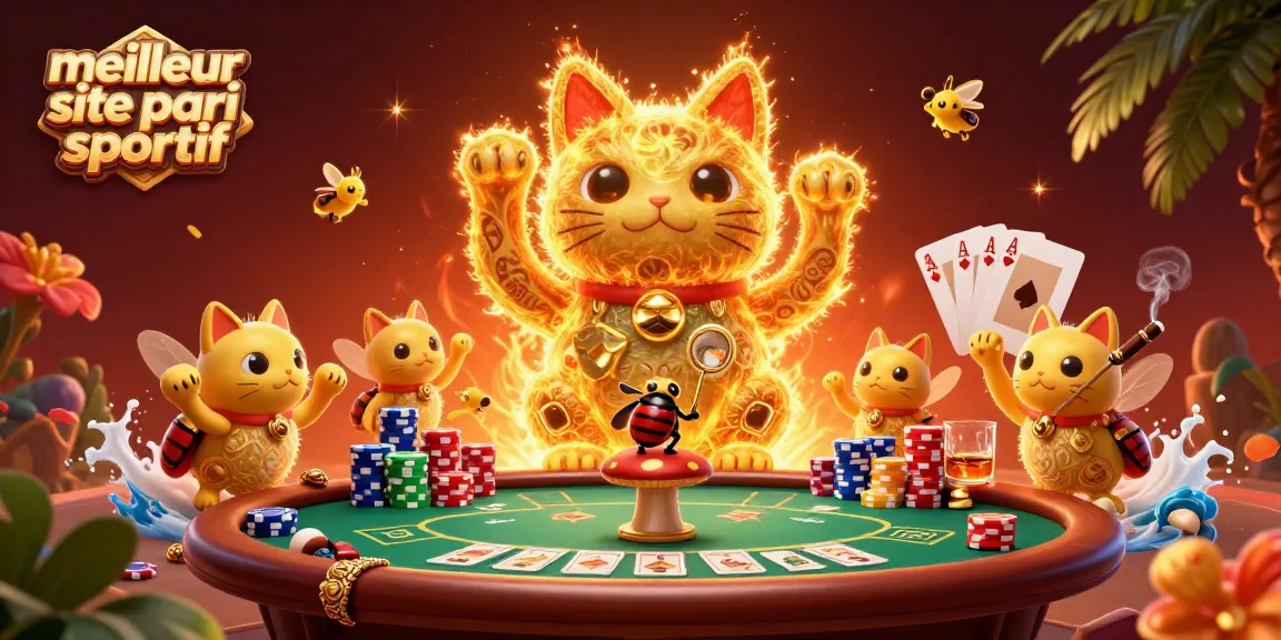 Découvrez le meilleur site de pari sportif avec une illustration dynamique de jeux de casino et chance.