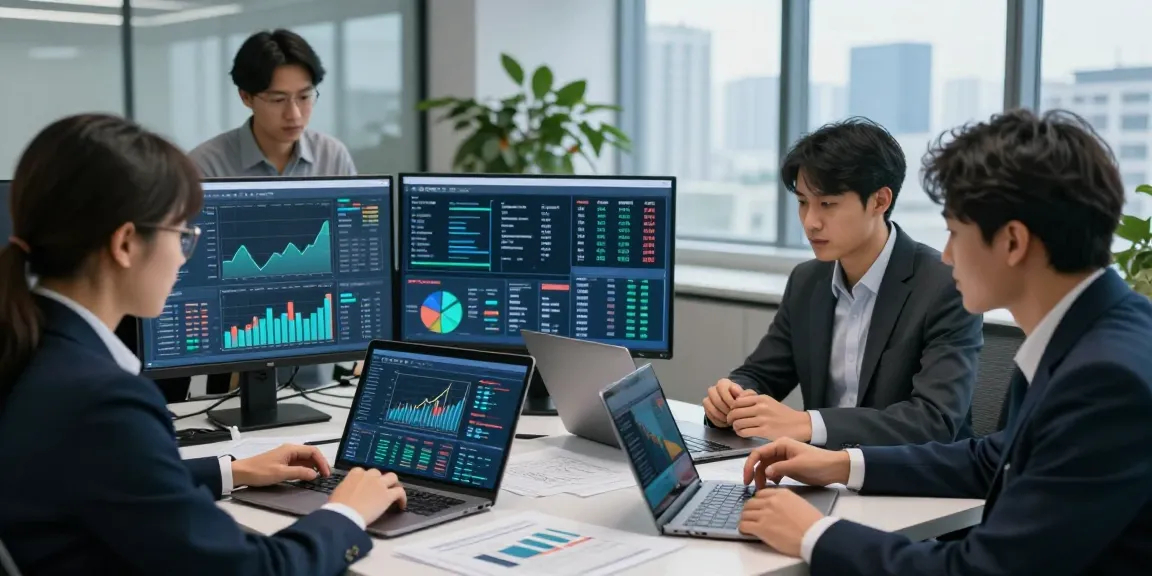 Collaborative team analyzing financial crime intelligence data in a modern office
