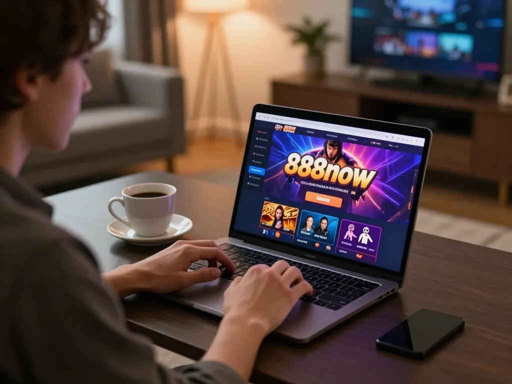 Player enjoying a strategic gaming moment on 888now's online casino interface