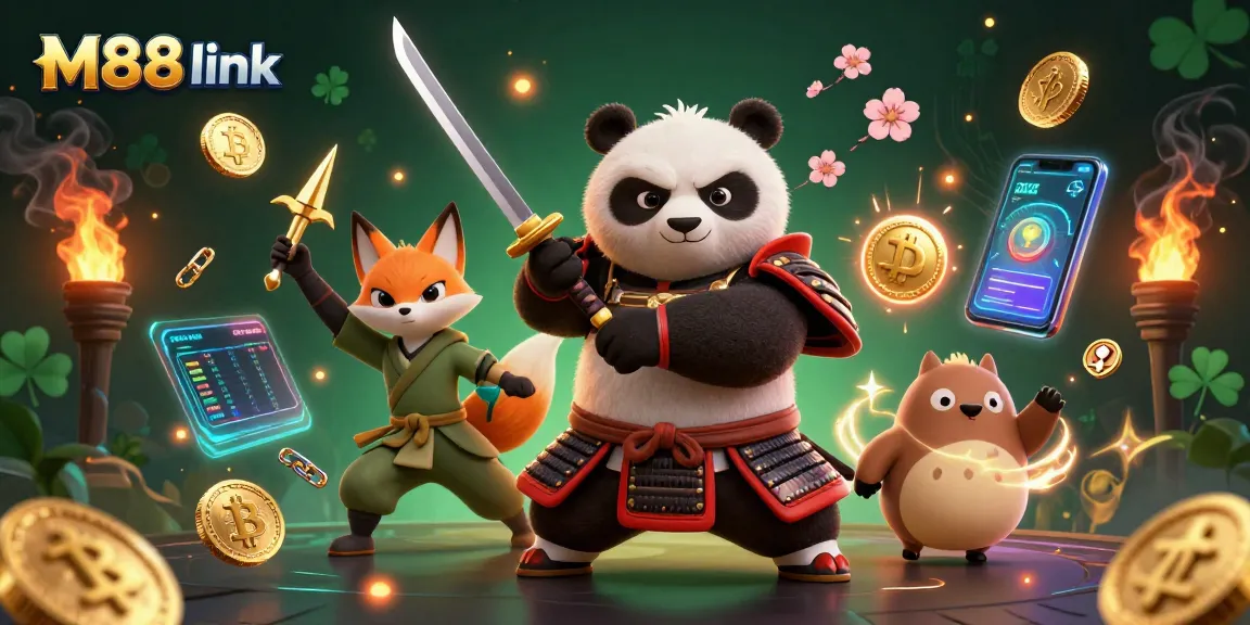 Engage with M88 link as the samurai panda embraces the thrill of online betting.